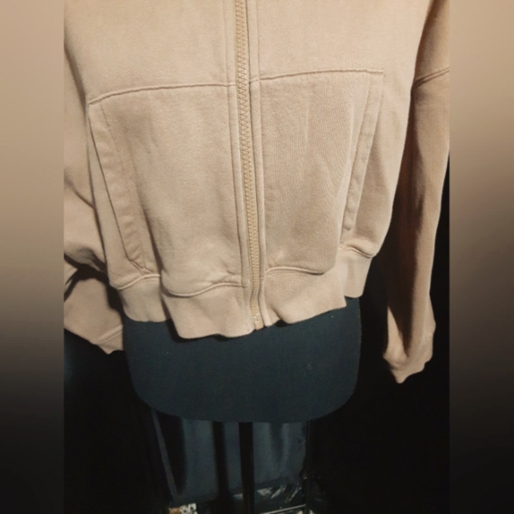 Nike Women's Cocoa Brown Zip-Up Cripped Hoodie Size M Casual Beach Boho - Picture 5 of 10